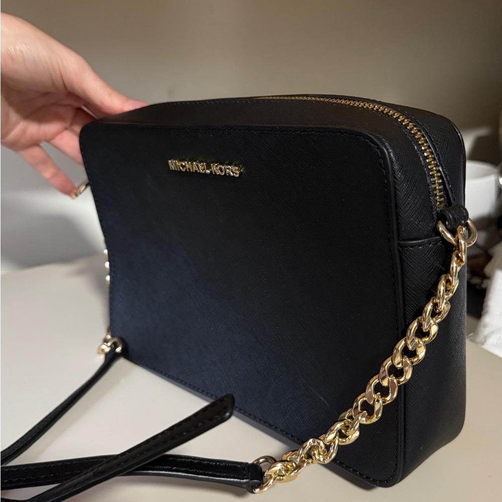Michael Kors Black Crossbody with Gold Chain